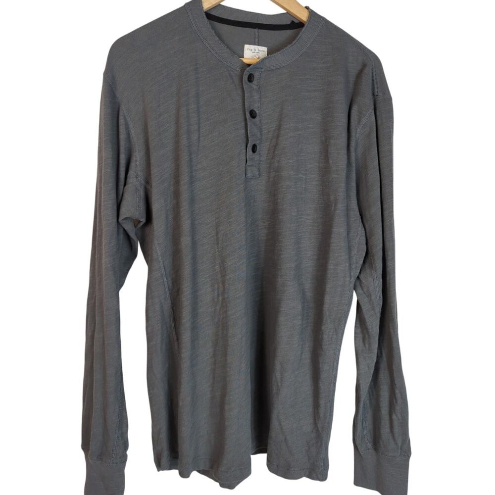 Rag & Bone Classic‎ Henley Long Sleeve Shirt Men's XL Gray